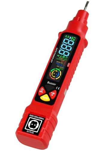 Comprobador de Enchufes 2 en 1, Detector de Corriente sin Contacto, 6 Tipos de Diagnóstico de Averías, Probador Eléctrico de RCD Enchufe con Pantalla LCD (Batería no incluida)