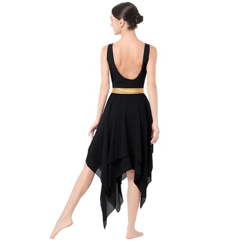 Amazon.com: IBAKOM Lyrical Dance Dress for Women Gold Metallic Cutout  Chiffon Tulle Contemporary Dance Costume Backless Flowy Skirt Salsa  Ballroom Dress Ballet Leotard Ballerina Costume Black XS : Clothing, Shoes  & Jewelry