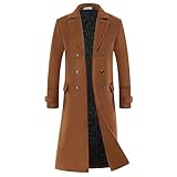 APTRO(アプトロ) メンズ ラグジュアリー ロング丈 ウール トレンチコート レギュラーフィット 暖かかなコットン裏地 ウールオーバーコート US サイズ: Medium カラー: ブラウン