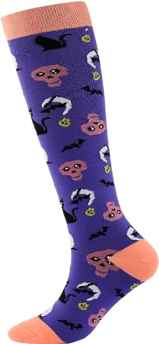 Image of Women's Knee High Compression Socks for Running Work Support Nurses Pregnancy Travel,Colorful Over The Calf Socks,#W402