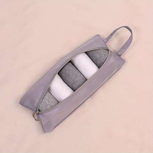 Bolsa organizadora de viagem, lingerie com zíper e bolsa de armazenamento de meias para malas, Cinza
