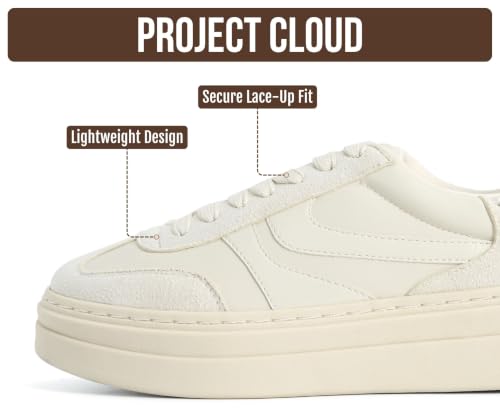 Image of Project Cloud Platform Sneakers for Women Footwear - Memory Foam Insole Womens Shoes, Lightweight and Non-Slip Sole Lace Up Fashion Sneakers for Women 2026 (Volley)