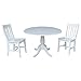 International Concepts 42 in Round Top Pedestal 2 Chairs Dining Table, White
