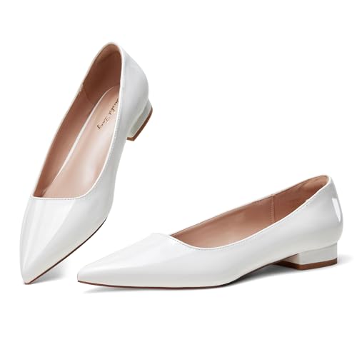 Elisabet Tang Women's Flats Shoes Pointed Toe Casual Chunky Flats Slip on Comfortable Dress Flats Shoes for Lady