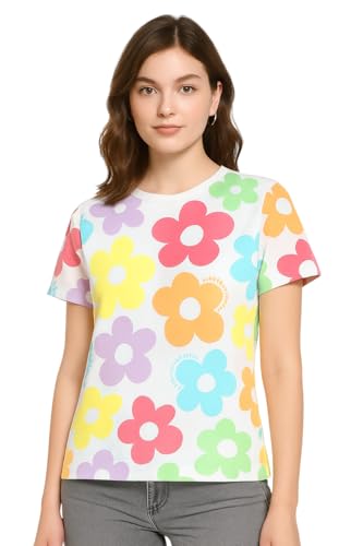 THE DRY STATE Women's Cotton Half Sleeve Round Neck T-Shirt (in, Alpha, XL, Regular, Multicolor1)