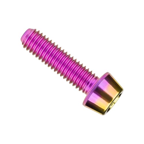 Image of Titanium Ti Bolt M5x9 16 18 20 25 30 35 40 45 50 55 60mm Tapered Head Screws Pack of 4 (M5x18mm, Purple Gold)