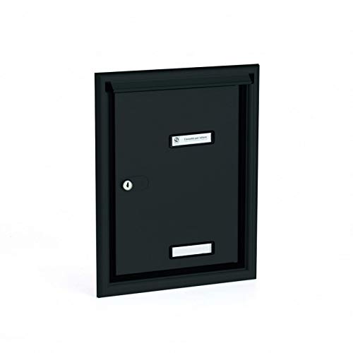 Silmec - Puerta postal para exterior empotrada en pared - barnizado gris hierro