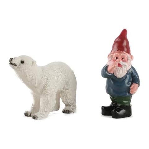 YARCHONN Small Polar Bear Garden Gnomes Figurine Ornament 2pc Resin Dwarf Statue Garden Accessories for Patio, Yard, Lawn Home Garden Outdoor Decoration Cover