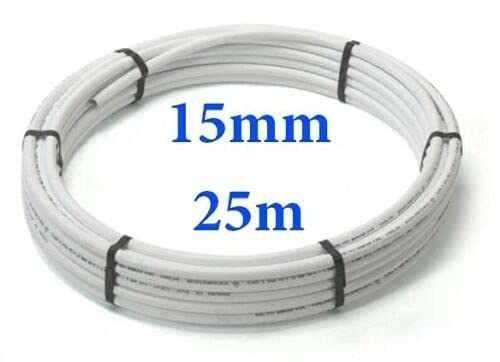 Pipestation 15mm Flexible Plastic Pipe 25m Coil Roll - Compatible with All Major Brands of Plastic Tube Fittings Like Hepworth, Polypipe, Speedfit - White 15mm Flexible Copper Pipe Alternative