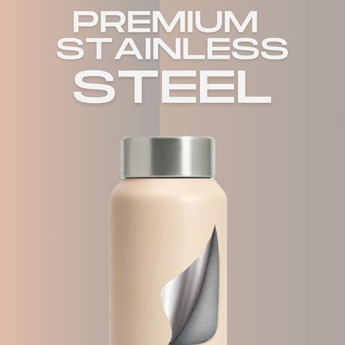 Image of Speedex Customised Engraved Name Stainless Steel Water Bottle 1 Ltr - Personalised Screw Cap Bottle for Kids, Men & Women, School, Office, Gym, Peach Orange, Set of 1