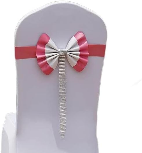 Wedding Elastic Bow Tie Chair Back Sash for Hotel Chair Decoration - Pink, 50pcs