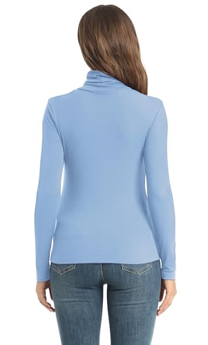 Image of Women's Casual Long Sleeve Turtleneck Tops Slim Fitted Lightweight Base Layer Shirts