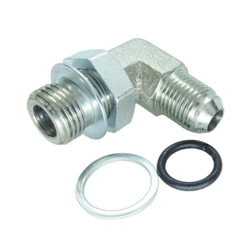 Image of 1 Piece Hydraulic Fitting 3 /8 Male JIC (9 /16 inch-18) X M16 x 1.5 Male Metric 90 Degree Elbow Adapter