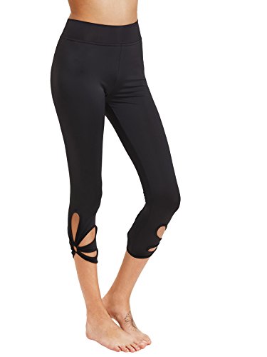 SweatyRocks Women's Mesh Panel Capri Leggings Workout Yoga Running Crop Pants4