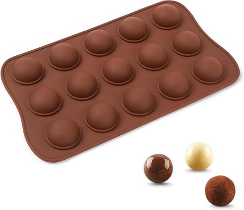 PARENCE.- Moule en Silicone 15 Cavités Boule – Pour Chocolats, Bonbons, Glaçons, Mini Desserts – Antiadhésif, Réutilisable, Résiste à -40°C à...