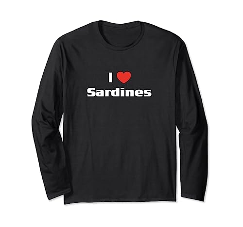 Sardine Shirt Shoppe - I Love Sardines T-shirt drôle de poisson en conserve et fruits de mer Manche Longue