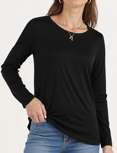 Long Sleeve Shirts for Women Crew Neck Basic Tee Fashion Womens Tops4