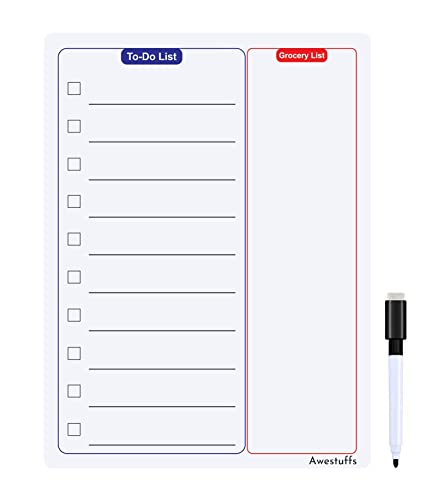 Image of Awestuffs Magnetic Whiteboard Sheet for Fridge /Office /Metal Wardrobe - Stain Resistant Dry Erase Flexible Writing Whiteboard Sheet with Marker Pen (Activity Planner [31 x 23 cm] (Medium))