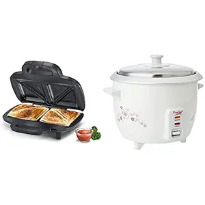 Prestige Sandwich Maker PSMFD 01 + Prestige Delight PRWO 1-Litre Electric Rice Cooker (White)