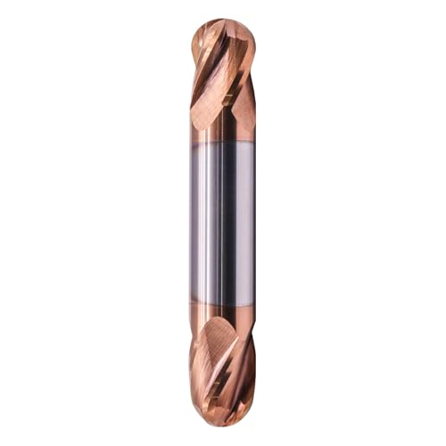 Image of 1 /2 inch 4 Flute Solid Carbide Ball Nose End Mill, Double End, TiSiN Coated | 30 Helix, 1 /2 inch Cutting, 1 /2 inch Shank, 5 /8 inch LOC, 3 inch OAL, for Milling Alloy Steel, Carbon Steel, Cast Iron