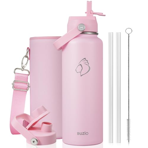 Image of BUZIO Triple Wall Vacuum Water Bottle with Dust-Proof Straw & Spout Lids