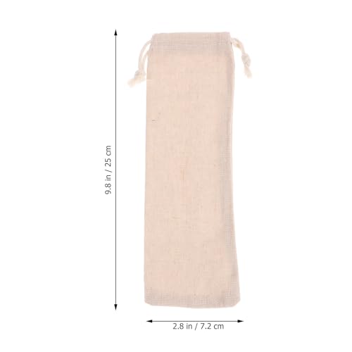 Pajitas de beber estuche de lino lavable y reutilizable, fundas con cordon ajustable 3