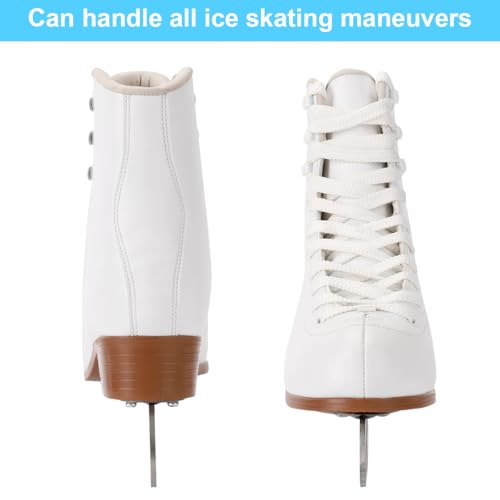 AhmyLion Figure Ice Skates for Beginners - White Comfortable Leather Ice Skates for Women, Men, Boys & Girls (Size Up 1 Size) (Black, Womens Size-7/Mens Size 5.5) by AhmyLion - Image 8