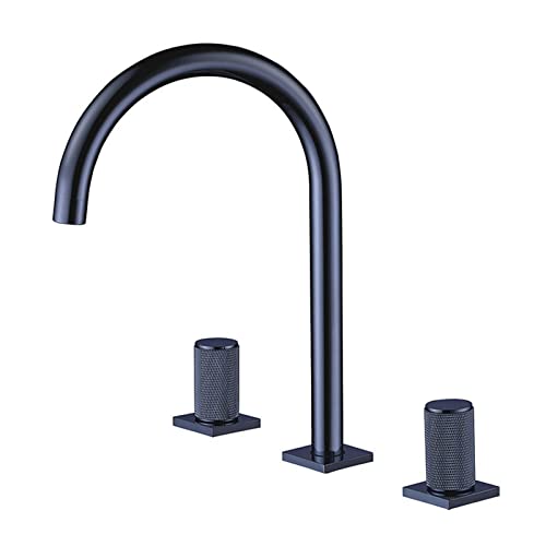Mitigeur lavabo col de cygne trois trous avec poignée de volant de salle de bain