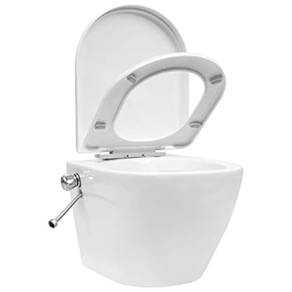 WYIPENGF Sanitärarmaturen Wandhängendes, spülrandloses WC mit verdecktem Spülkasten, Keramik, Weiß – Bild 8