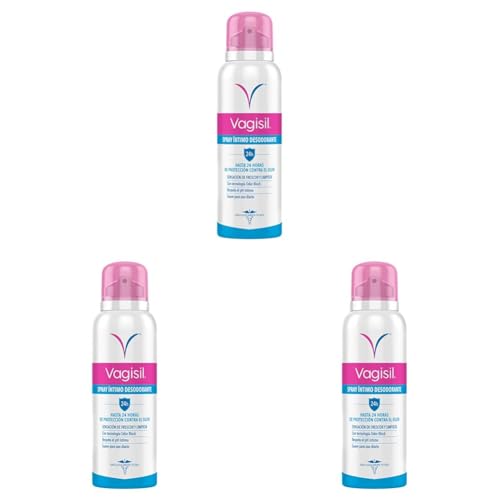 Vagisil Desodorante Íntimo Femenino En Spray, Uso Diario Sin Alcohol, 24Hrs De Protección Contra El Olor, 125 ml (Paquete de 3)