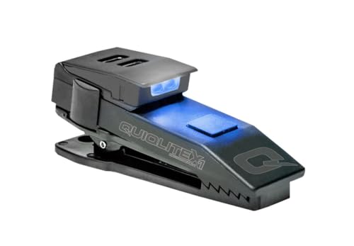 QUIQLITE QuiqLiteX1 Tactical Blue/White Hands-Free LED Pocket Light 5/75/150 Lumens, Stainless Steel & Nylon Pastic Housing (USB Rechargeable)