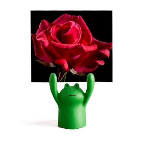Support de mémo grenouille art déco aux roses rouges foncées de qualité