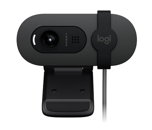 Logitech Brio 105 Webcam Pro Full HD 1080p avec équilibre Automatique de l'éclairage, USB-A, volet de confidentialité, Configuration Facile, Compatible Windows, macOS et ChromeOS - Graphite