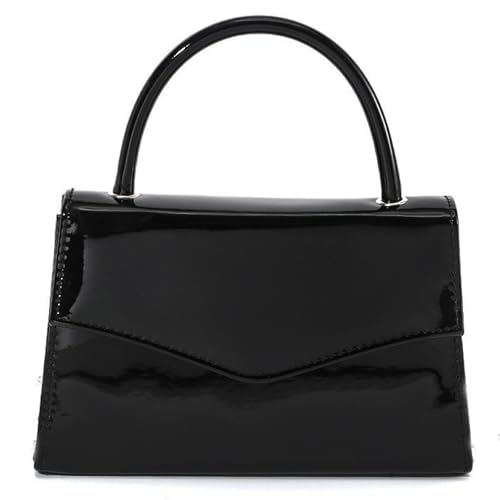 YAPAIOU Leather Women's Evening Bag Glitter Clutches Party Clutch Bridal Purses Cocktail Prom Handbags with Patent(Black)