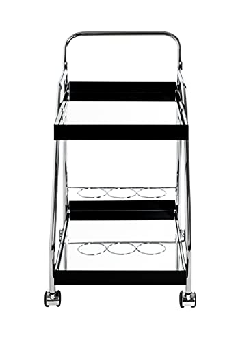 Carro de servicio HAKU de metal cromado con espejo de 62x84x46 cm 5