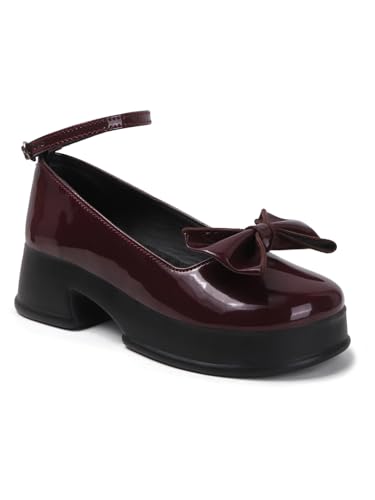 Image of SilverArrow womens Zenvique Stylish Bow Heel Sandals | Comfortable Mary Jane Dress Shoes for Women | Platform Heel Footwear