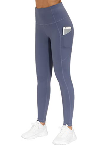 Image of THE GYM PEOPLE Thick High Waist Yoga Pants with Pockets, Tummy Control Workout Running Yoga Leggings for Women