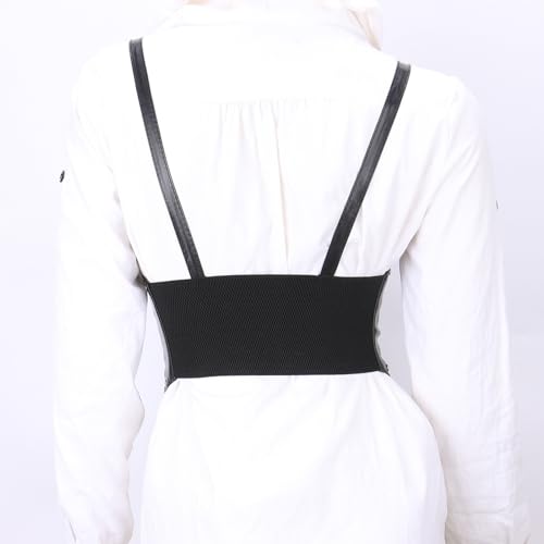 eYLun Women Underbust Corset Belt Steampunk Strap Waist Corset Belt Faux Leather Wide Elastic Belts3