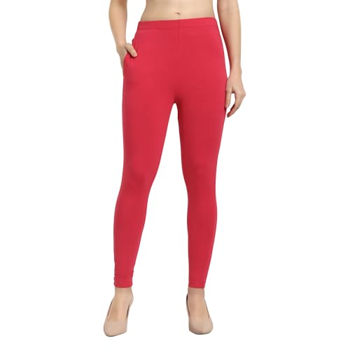 Image of ONE SKY Women Ankle Length Leggings | Premium Cotton Modal Spandex Blend | High Waist Stretchable & Bio-Washed Fabric | Colour-Lock | Ethnic Leggings for Women