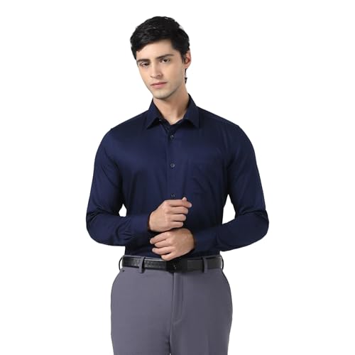 Image of Blackberrys Men's Cotton Solid Slim-Fit Formal Shirts