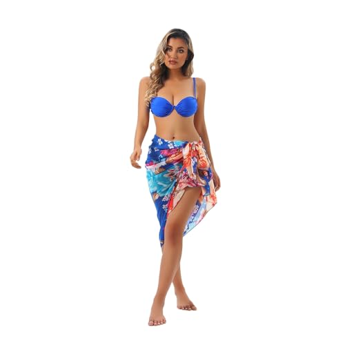 Womens Beach Sarongs Chiffon Printed Cover Ups Pareo Sheer Bikini Swimsuit Wraps for Swimwear2