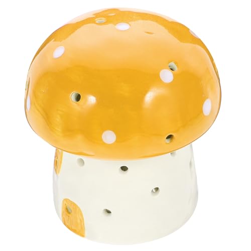 Lámpara de mesa de noche setas cerámica pequeña amarilla miniatura 1
