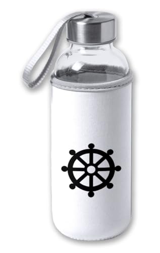 MERCHANDMANIA Bidón de 420 ml con Funda de neopreno religion buda budaismo fe nirvana paz interior tapon seguridad