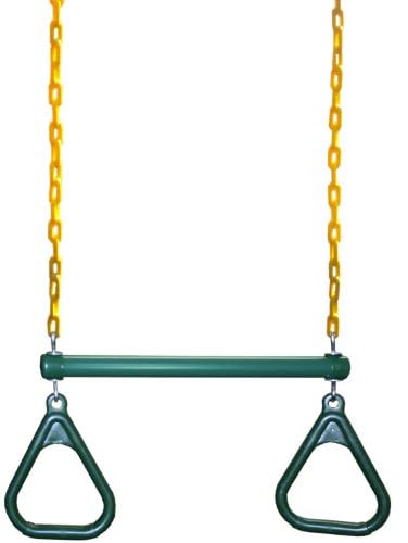 Eastern Jungle Gym Heavy-Duty Ring Trapeze Bar Combo, Large 20" Trapeze Swing Bar with Triangular Gymnastic Rings and Pinch-Free Coated Swing Chains 43" Long