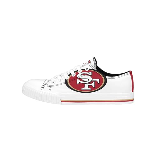 FOCO San Francisco 49ers NFL Womens Big Logo Low Top White Canvas Shoes - 6/S