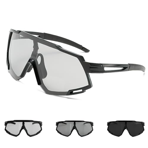 Gafas Ciclismo Fotocromaticas, Polarizadas Gafas Hombre Mujer, Uv400 100% Protección, Lentes de Sol Deportivas, a Prueba de Viento a Prueba de Polvo para Andar en Bicicleta, Correr, Escalar, Camping