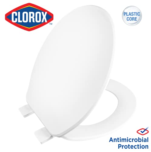 CLOROX 59216 Beveled Easy-Off Plastic Toilet Seat for Stylish Bathroom Décor, White