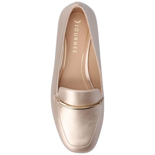 Image of Journee Womens Loafer Flat Notched Topline Square Toe Slip-On Block Heel - Wrenn Casual Dress Shoe