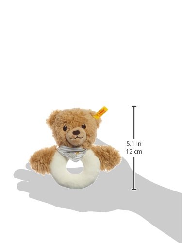 Steiff Kuscheltier Schlaf-gut-Bär Greifling mit Rassel, Süßes Stofftier, Jungen, Mädchen & Babys ab 0 Monaten, Spielzeug 12 cm, Klein, Hellgrau, 239939 – Bild 6
