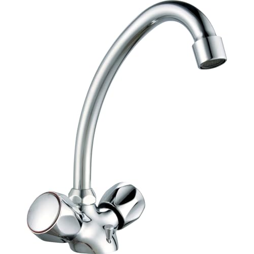 Edouard Rousseau - Mélangeur Lavabo Konfort - Robinet en Laiton à Bec Mobile - Poignées en Métal - 242 (Hauteur) x 155 (Saillie) mm - Chromé